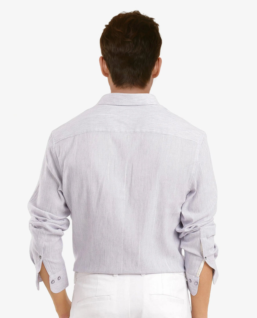 Rare Rabbit Men's Halk-1 Light Purple Cotton Blend Striped Print Regular Fit Full Sleeve Collared Shirt