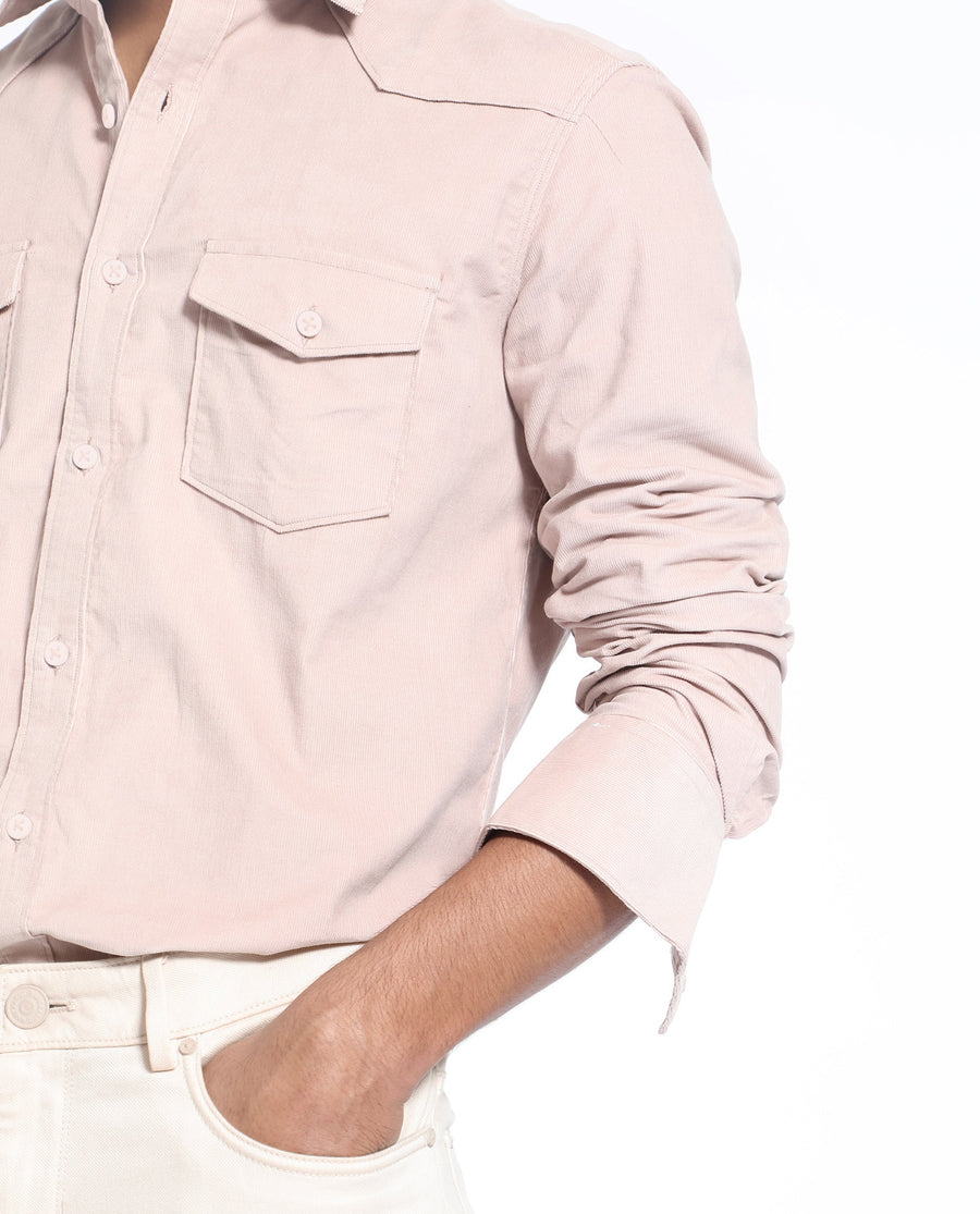 Rare Rabbit Men's Halle Dusky Peach Cotton Plain Regular Fit Full Sleeve Collared Shirt
