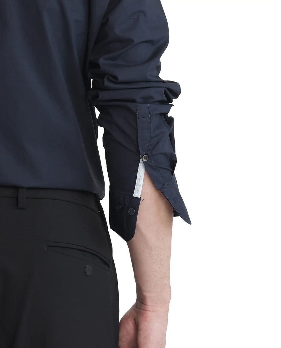 Rare Rabbit Men's Harmin-25 Navy Cotton Plain Regular Fit Full Sleeve Collared Shirt