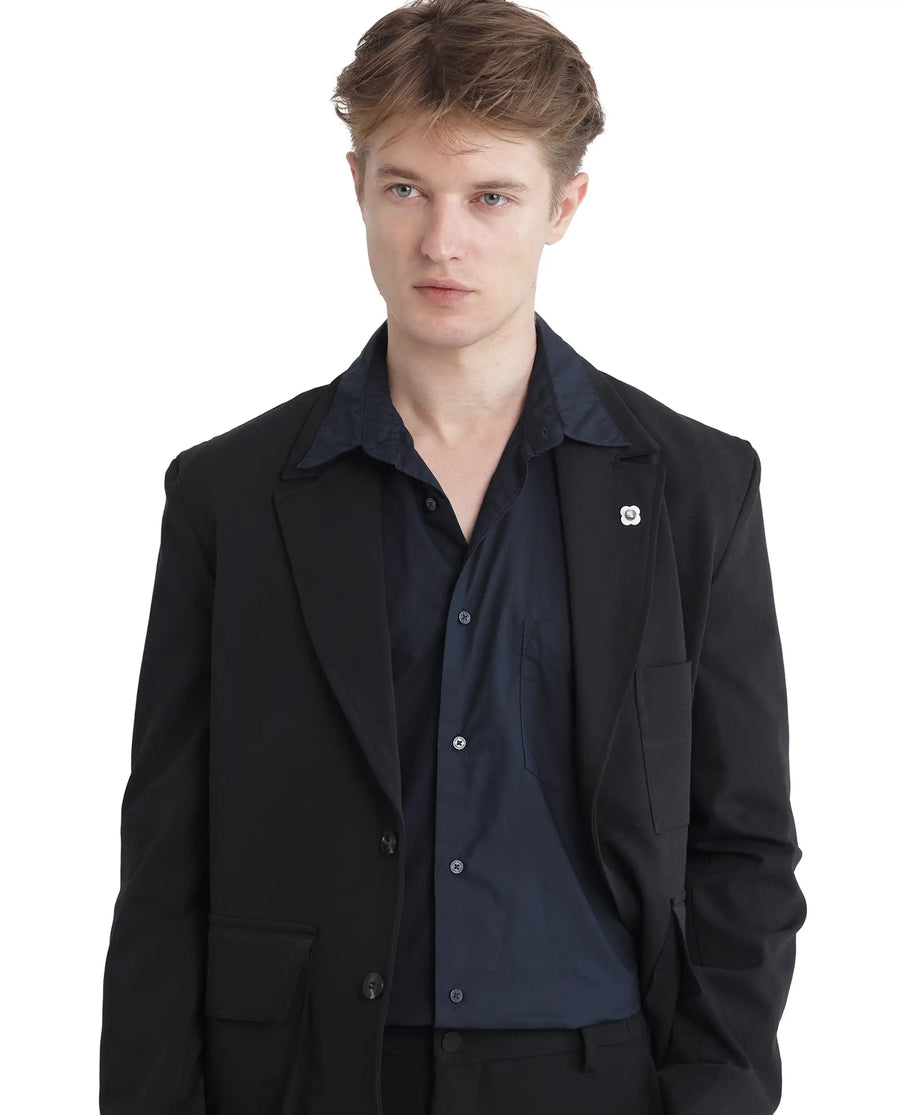 Rare Rabbit Men's Harmin-25 Navy Cotton Plain Regular Fit Full Sleeve Collared Shirt