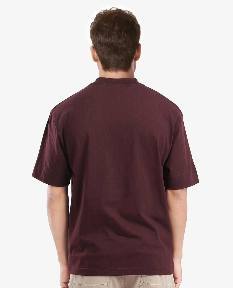 Rare Rabbit Men's Harve Brown Cotton Blend Graphic Print Boxy Fit Half Sleeve Crew Neck T-Shirt