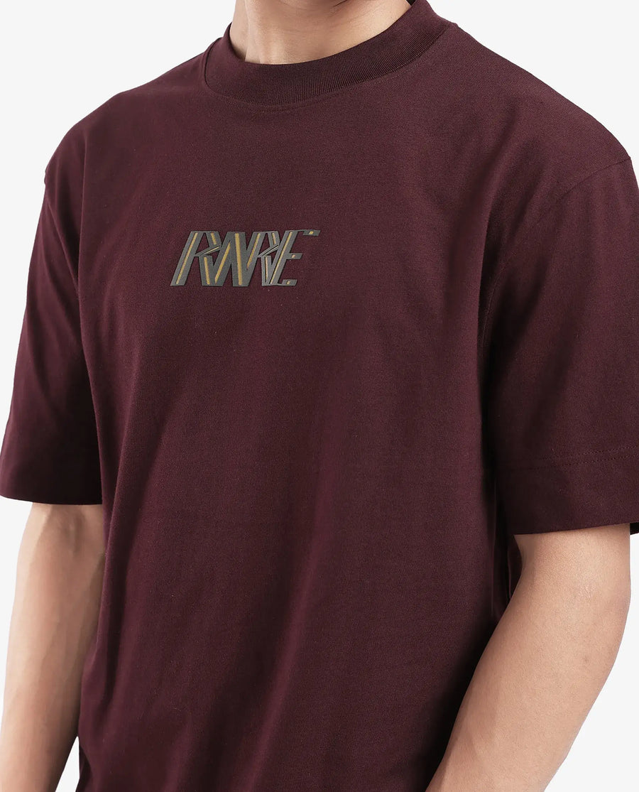 Rare Rabbit Men's Harve Brown Cotton Blend Graphic Print Boxy Fit Half Sleeve Crew Neck T-Shirt