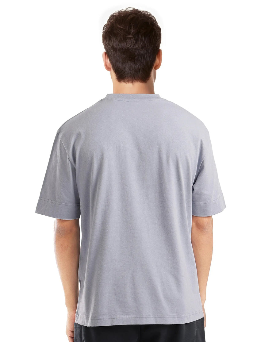 Rare Rabbit Men's Harve Light Blue Cotton Blend Graphic Print Boxy Fit Half Sleeve Crew Neck T-Shirt