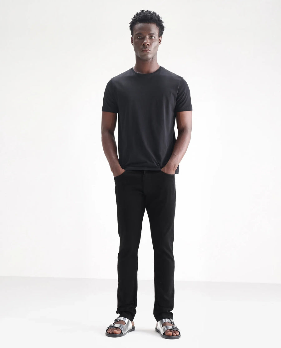 Rare Rabbit Men's Hawkins Black Cotton Plain Hawk Slim Fit Jeans