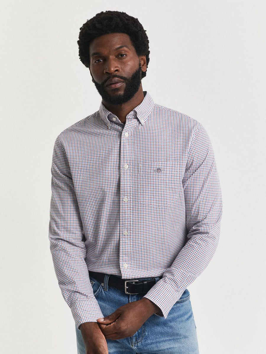 GANT Classic Fit Checked Button Down Collar Long Sleeves Cotton Shirt