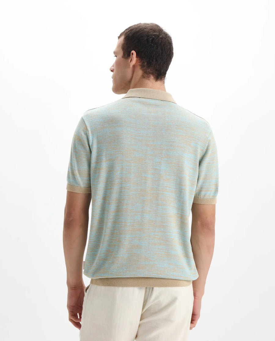 Rare Rabbit Men's Hect Dusky Blue Cotton Ombre Regular Fit Half Sleeve Polo