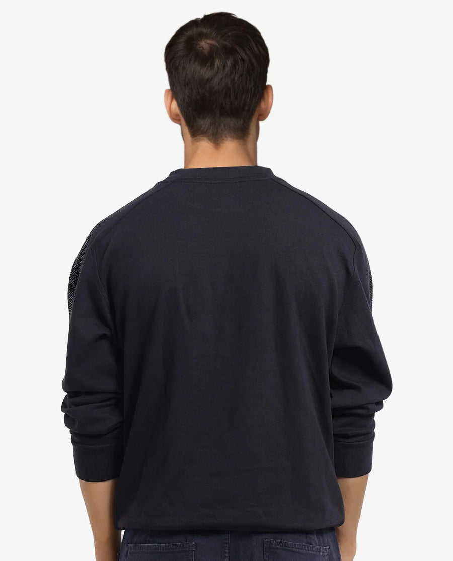 Rare Rabbit Men's Heg Black Cotton Plain Regular Fit Full Sleeve Crew Neck Sweatshirt