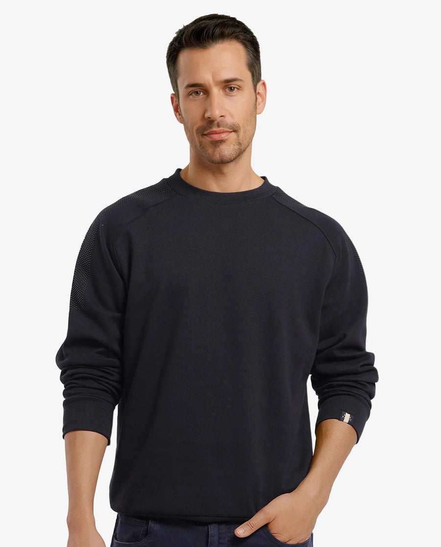 Rare Rabbit Men's Heg Black Cotton Plain Regular Fit Full Sleeve Crew Neck Sweatshirt