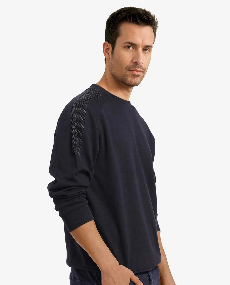 Rare Rabbit Men's Heg Black Cotton Plain Regular Fit Full Sleeve Crew Neck Sweatshirt