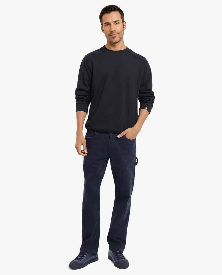 Rare Rabbit Men's Heg Black Cotton Plain Regular Fit Full Sleeve Crew Neck Sweatshirt