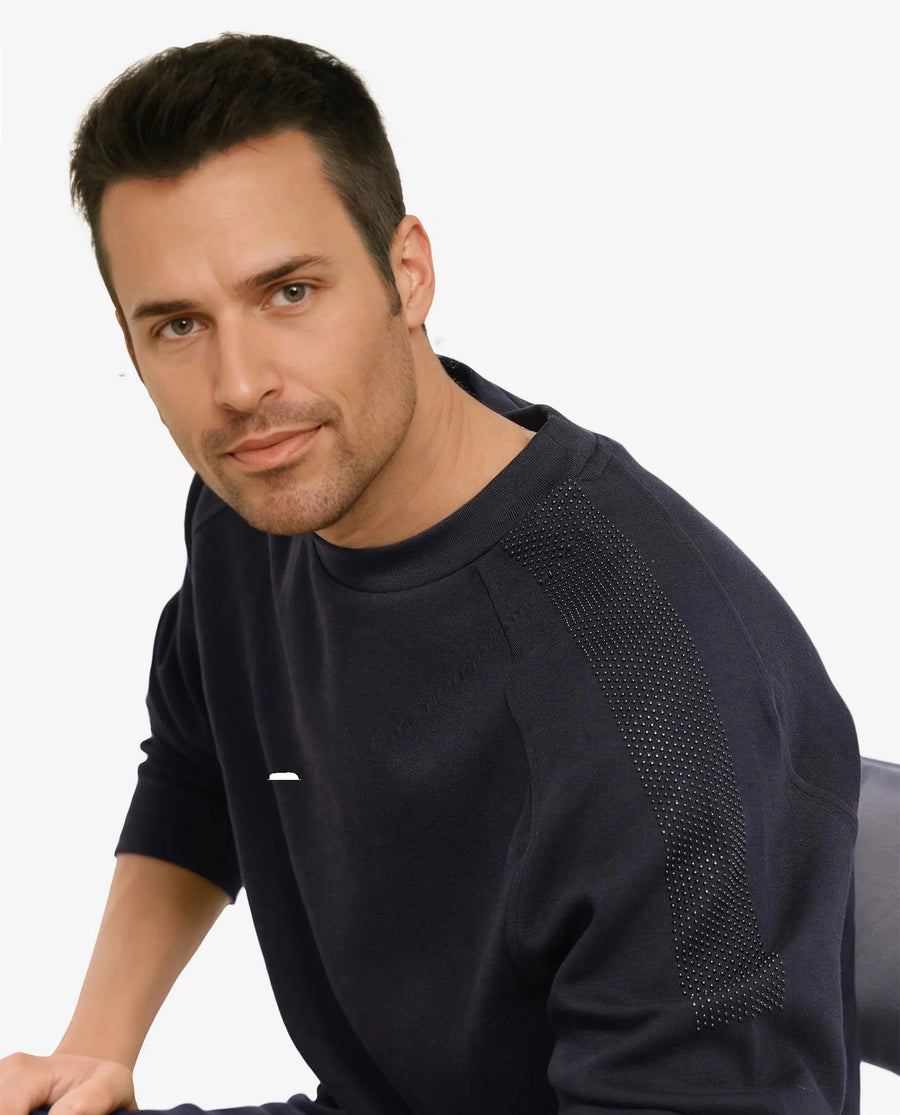 Rare Rabbit Men's Heg Black Cotton Plain Regular Fit Full Sleeve Crew Neck Sweatshirt