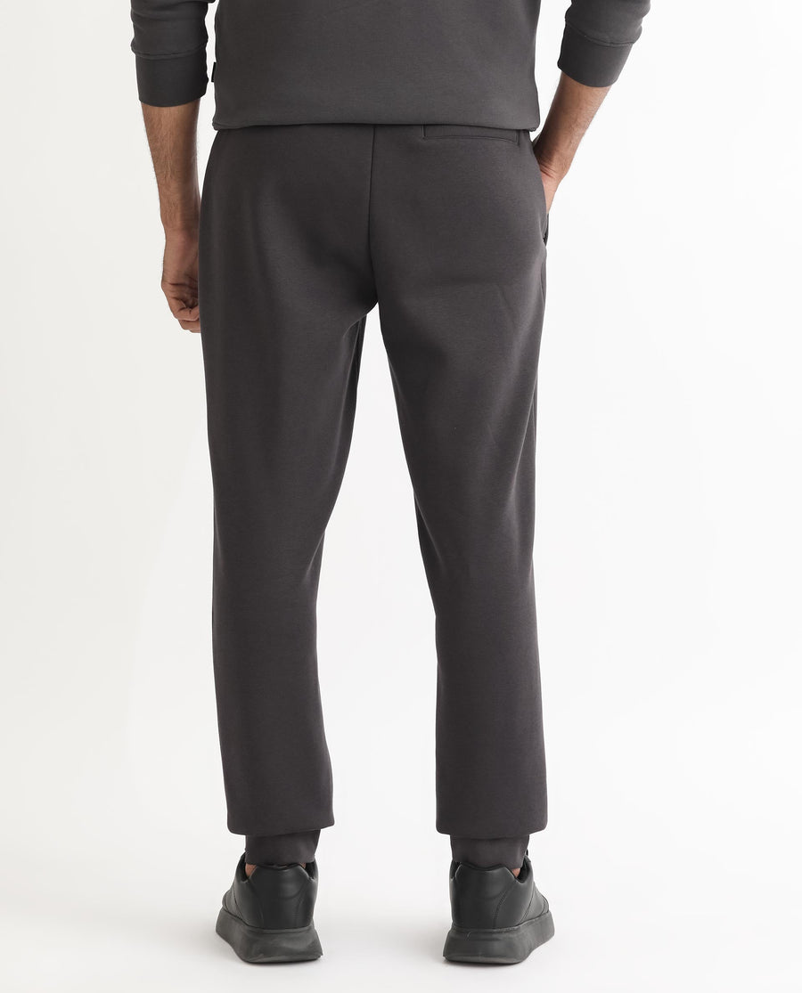 Rare Rabbit Men's Helna Dark Grey Cotton Plain Regular Fit Joggers