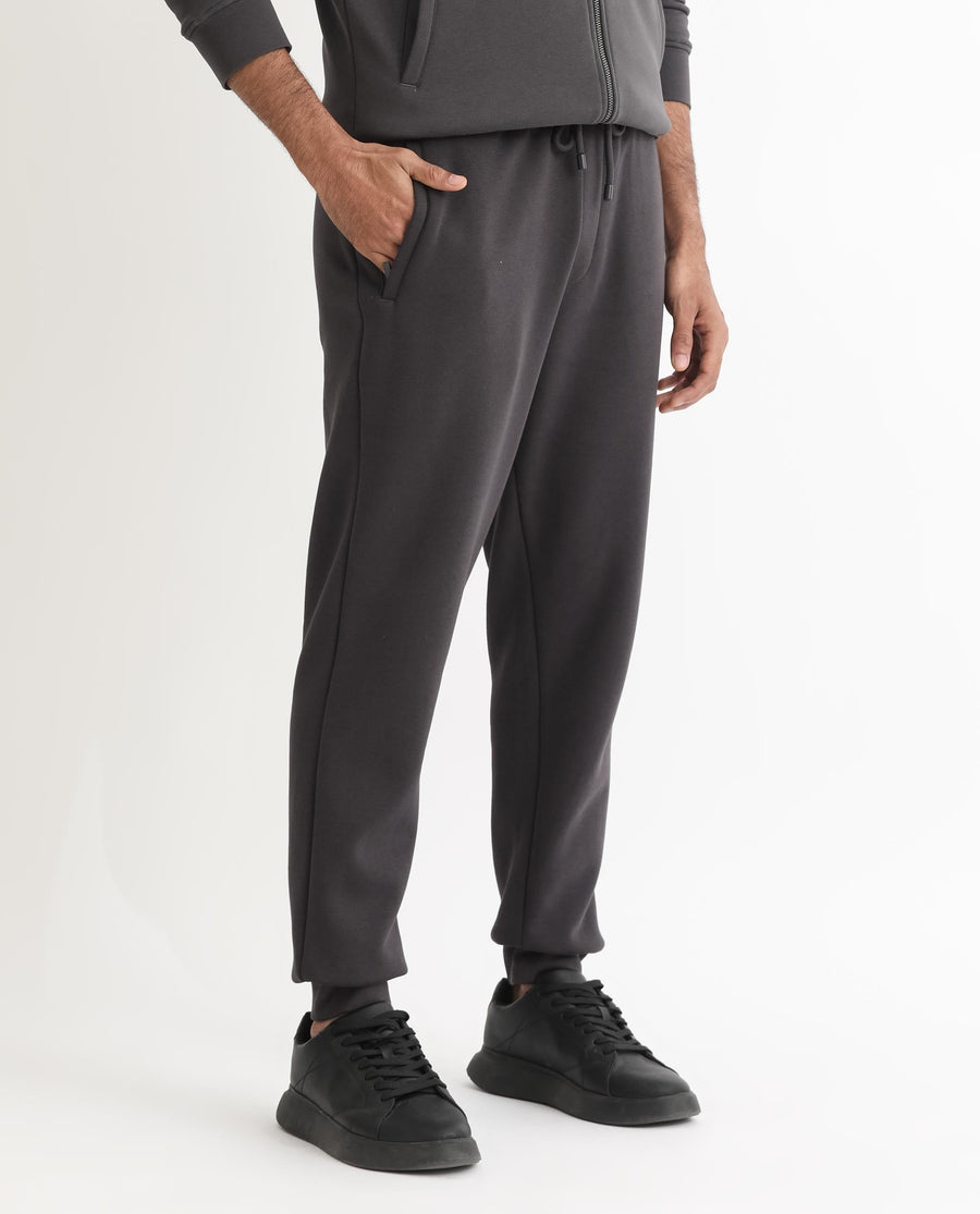 Rare Rabbit Men's Helna Dark Grey Cotton Plain Regular Fit Joggers