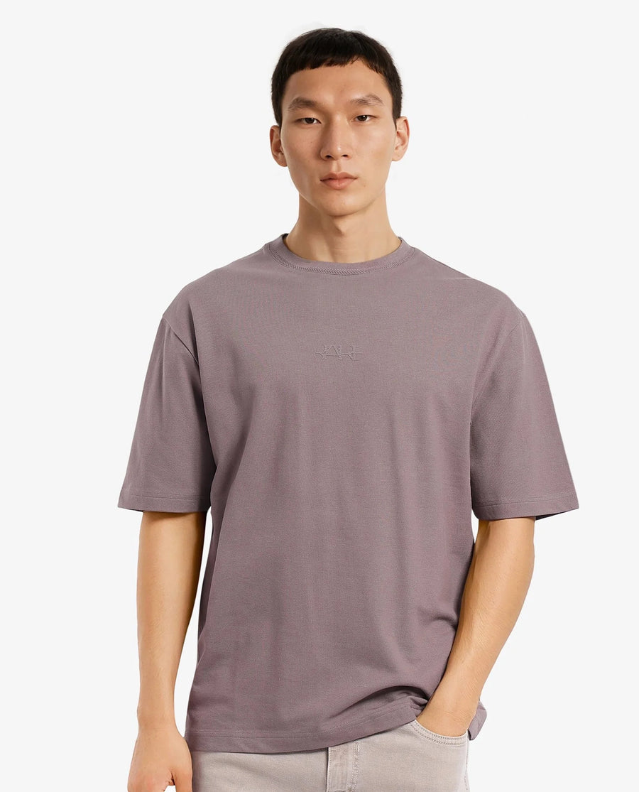 Rare Rabbit Men's Heros-1 Dusky Brown Cotton Blend Plain Oversized Fit Half Sleeve Crew Neck T-Shirt