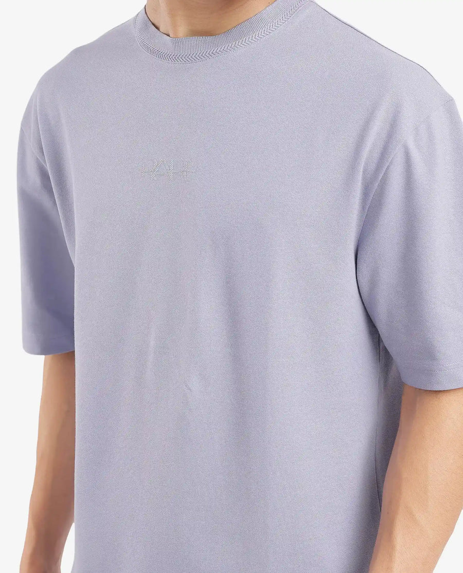 Rare Rabbit Men's Heros-1 Light Purple Cotton Plain Oversized Fit Half Sleeve Crew Neck T-Shirt
