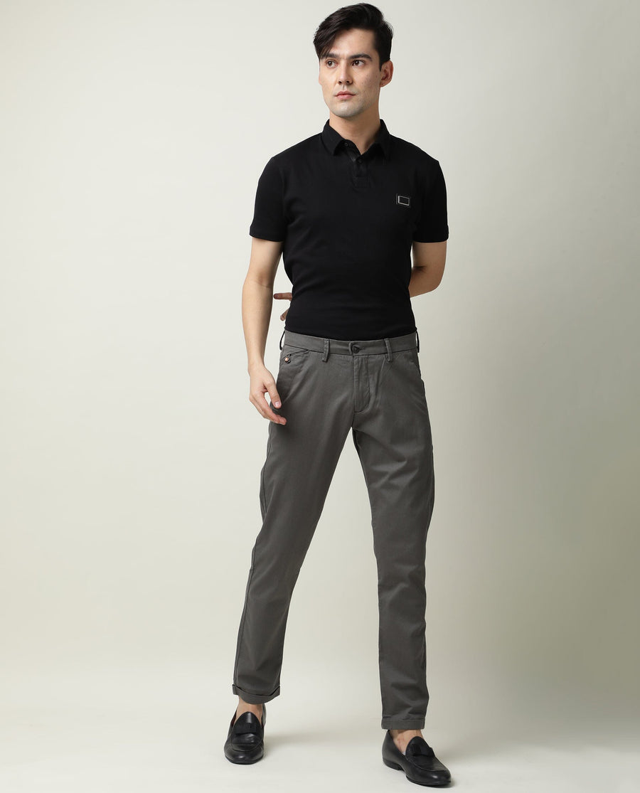 Rare Rabbit Men's Aps Green Cotton Plain Regular Fit Trouser