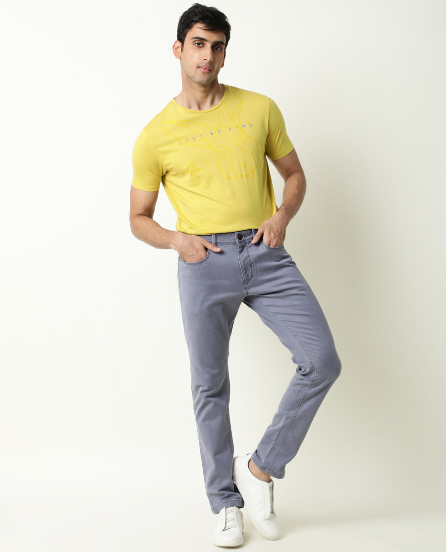 Rare Rabbit Men's Vigo Purple Cotton Plain Hawk Slim Fit Jeans