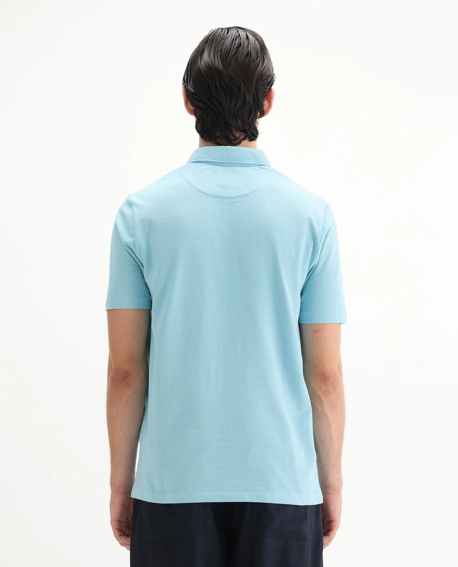 Rare Rabbit Men's Herval Light Blue Cotton Plain Regular Fit Half Sleeve Polo