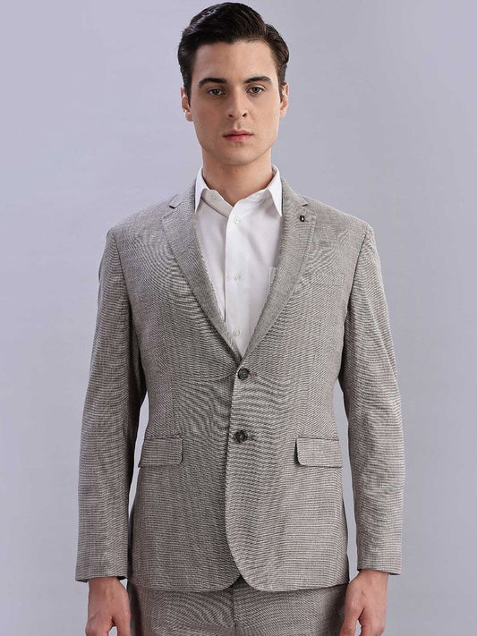 Tommy Hilfiger Self-Design Slim-Fit Notched Lapel Collar Single Breasted Formal Blazer