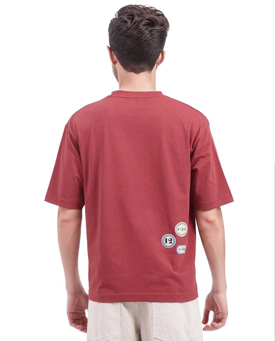 Rare Rabbit Men's Cotton Graphic Print Qlo Fit Half Sleeve Crew Neck T-Shirt