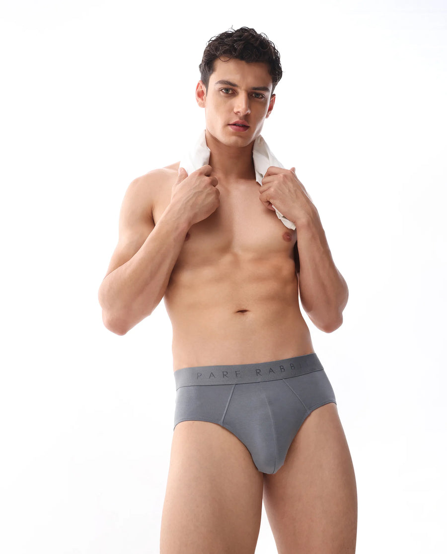 Rare Rabbit Men Hither Grey Soft Cotton Stretch Briefs