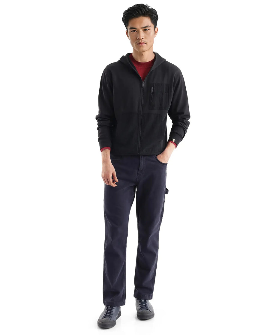 Rare Rabbit Men's Hobbs Black Cotton Blend Plain Regular Fit Full Sleeve Hooded Sweatshirt