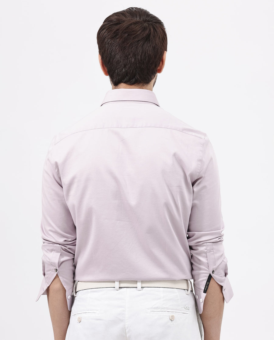 Rare Rabbit Men's Holand Pastel Purple Satin Plain Regular Fit Full Sleeve Collared Shirt