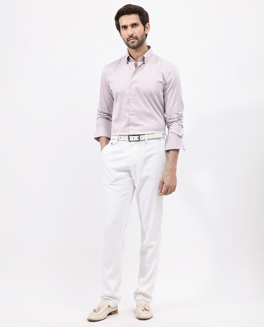 Rare Rabbit Men's Holand Pastel Purple Satin Plain Regular Fit Full Sleeve Collared Shirt