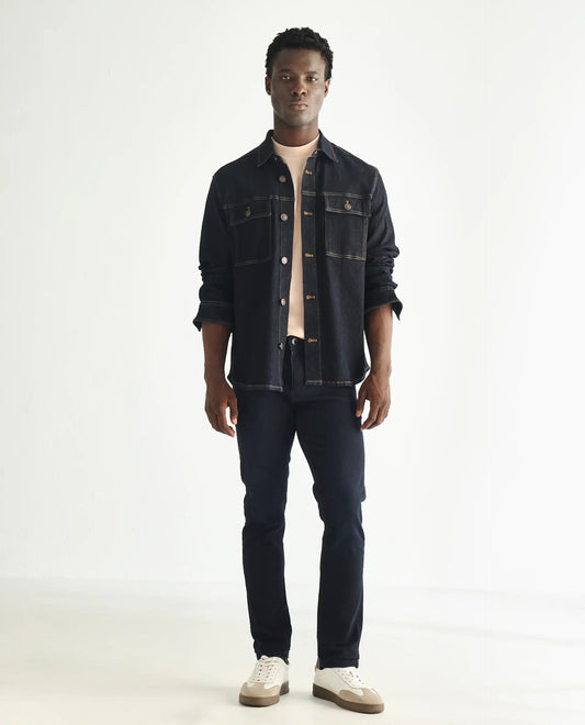 Rare Rabbit Men's Holand Navy Cotton Plain Hawk Slim Fit Jeans