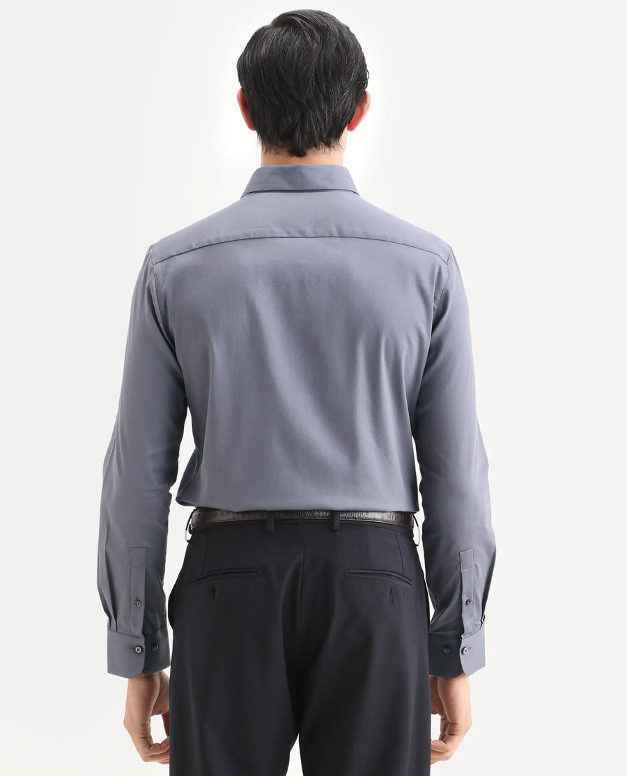 Rare Rabbit Men's Holla-Ss26 Purple Cotton Blend Fabric Full Sleeve Spread Collar Regular Fit Plain Shirt