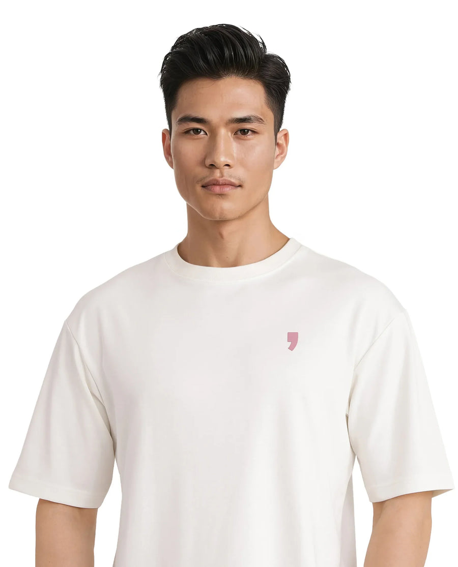 Rare Rabbit Men's Hol Off White Cotton Graphic Print Boxy Fit Half Sleeve Crew Neck T-Shirt