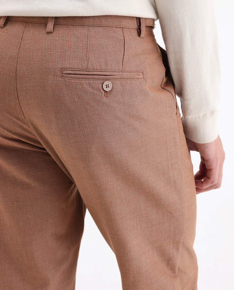 Rare Rabbit Men's Horon Rust Polyester Blend Plain Baggy Fit Trouser