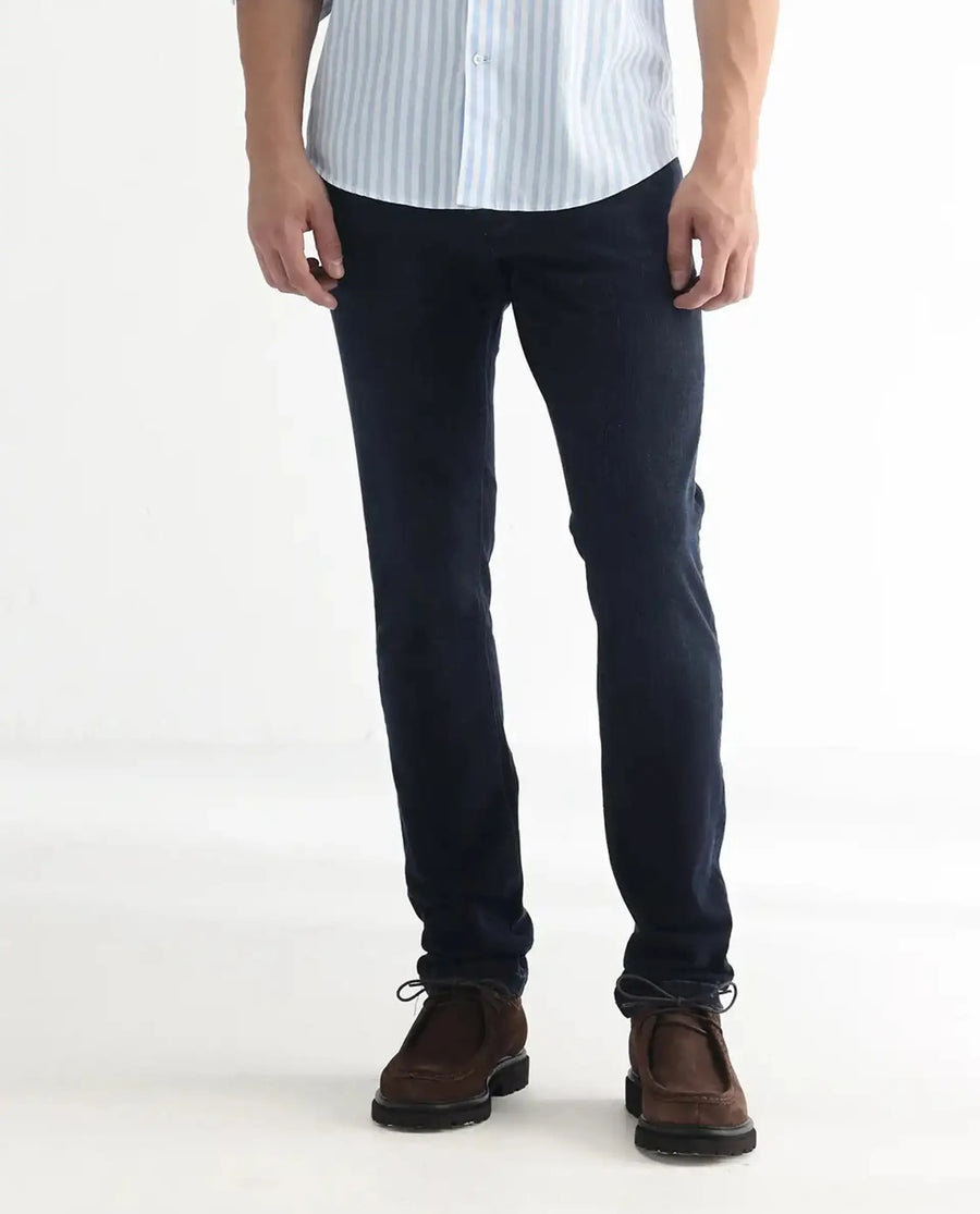 Rare Rabbit Men's Anket Blue Cotton Plain Hawk Slim Fit Jeans