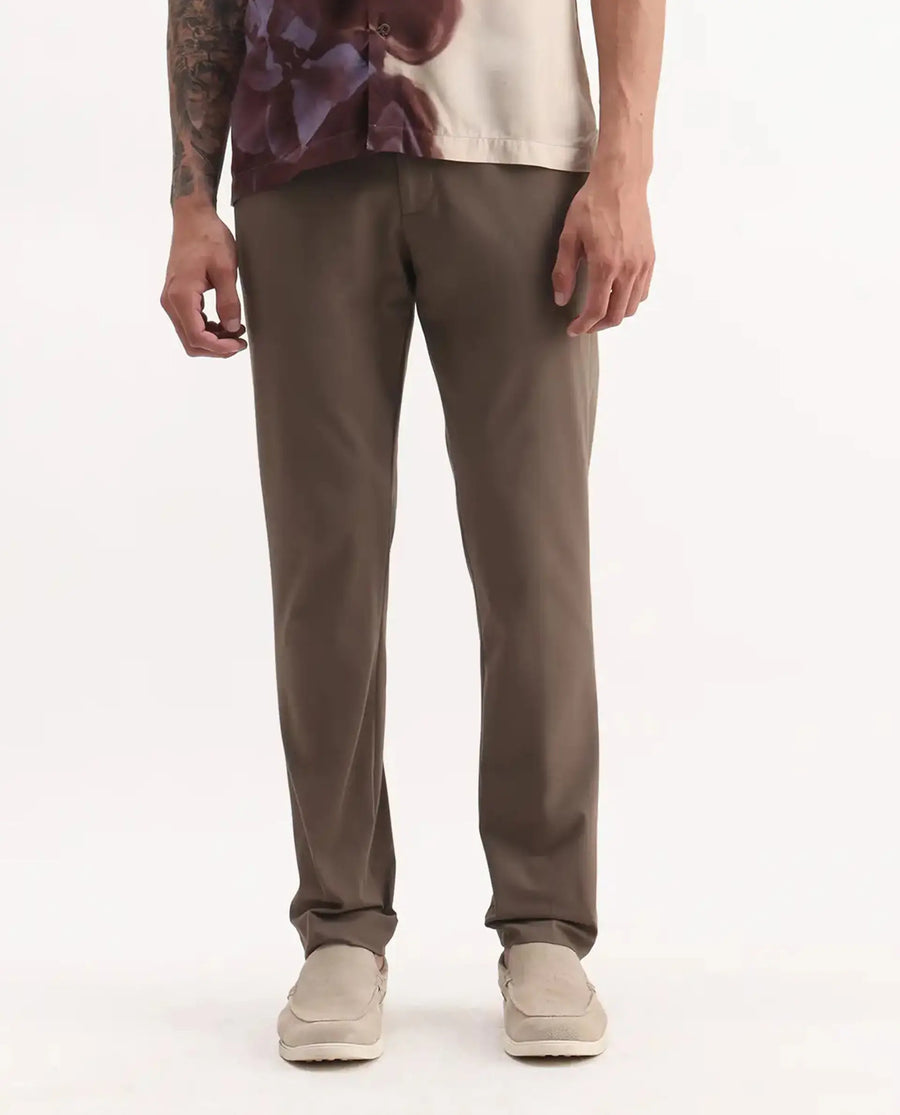 Rare Rabbit Men's Arcade Dark Grey Polyester Plain Regular Fit Trouser