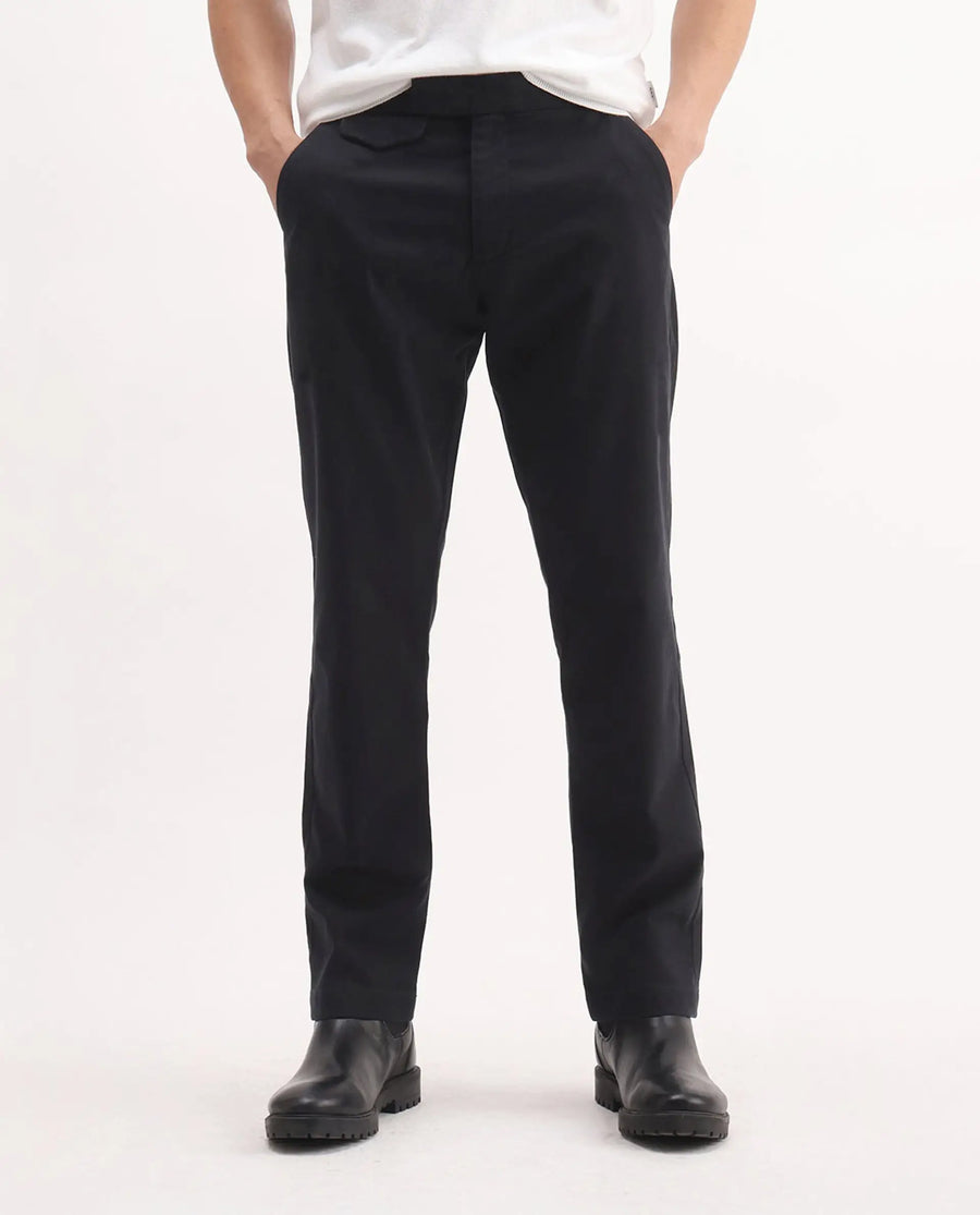Rare Rabbit Men's Arne Black Cotton Blend Plain Regular Fit Trouser