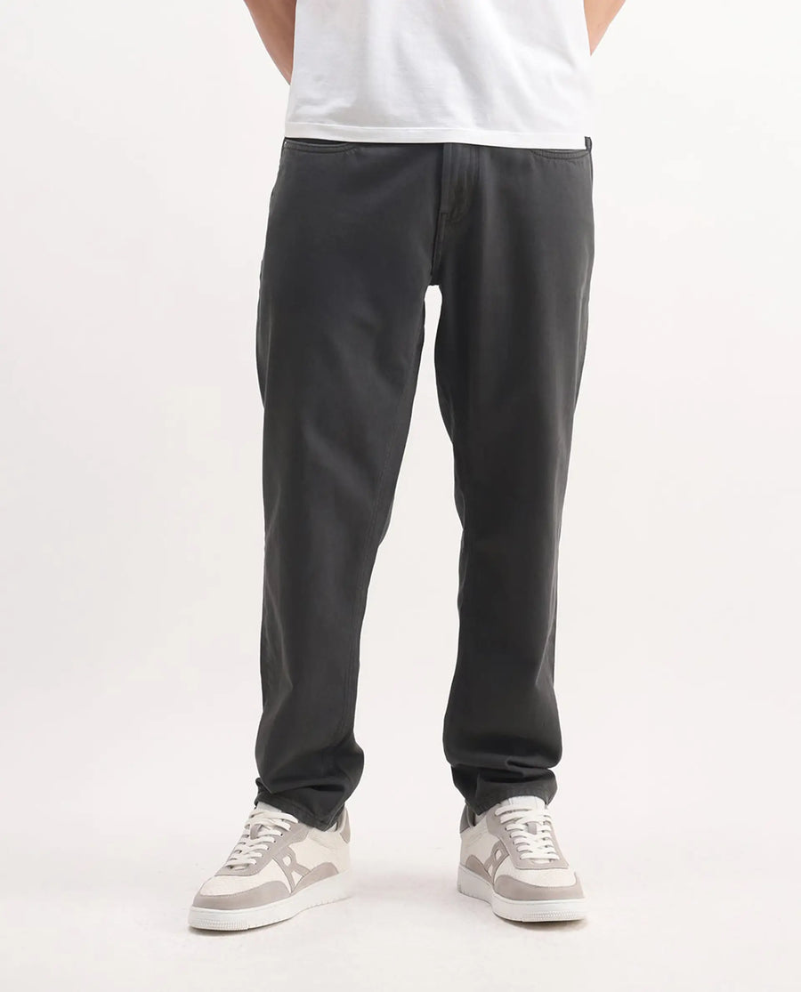 Rare Rabbit Men's Arvi-2 Dark Grey Cotton Blend Plain Dond Carrot Fit Jeans