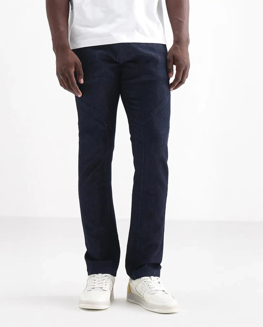 Rare Rabbit Men's Cardiff Blue Cotton Plain Hawk Slim Fit Jeans