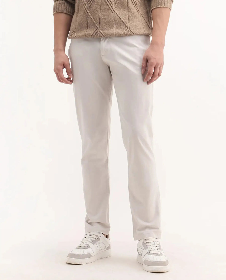 Rare Rabbit Men's Clovet Beige Cotton Plain Regular Fit Trouser