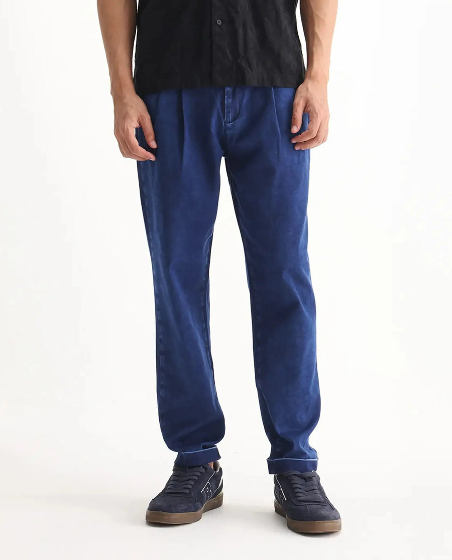 Rare Rabbit Men's Colt Blue Polyester Plain Lenny Straight Fit Jeans