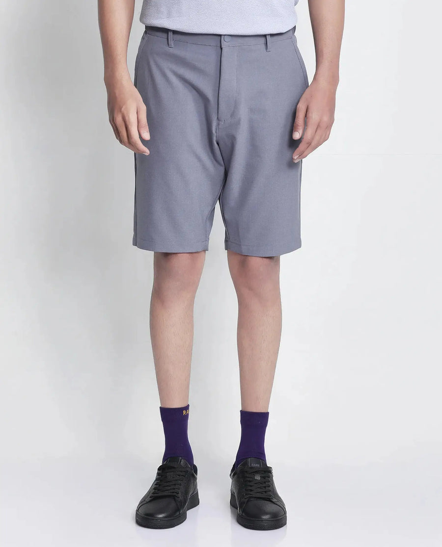 Rare Rabbit Men's Drivo Dusky Purple Polyester Blend Plain Regular Fit Shorts