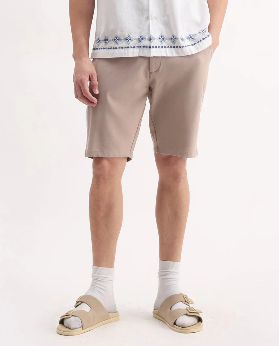 Rare Rabbit Men's Drivo Peach Polyester Blend Plain Regular Fit Shorts