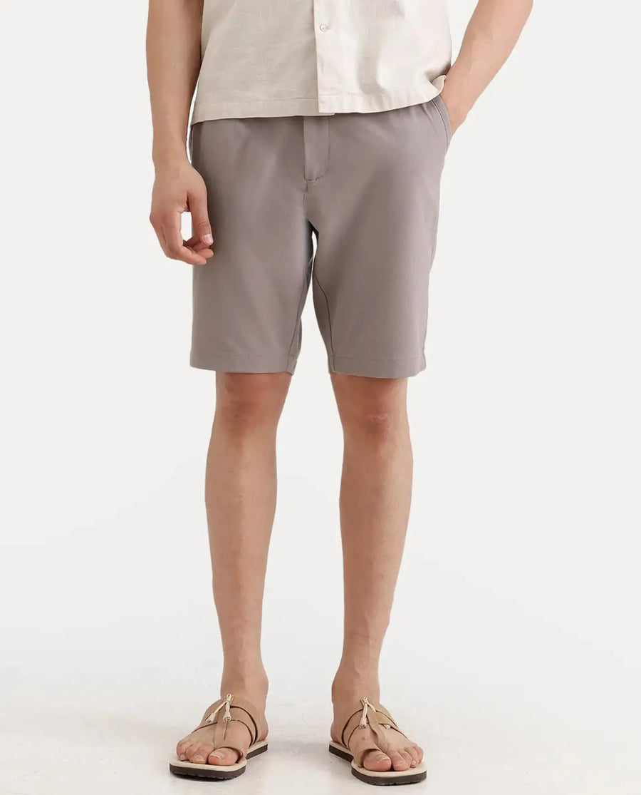 Rare Rabbit Men's Drivo-Ss26 Dusky Peach Polyester Blend Fabric Regular Fit Plain Shorts
