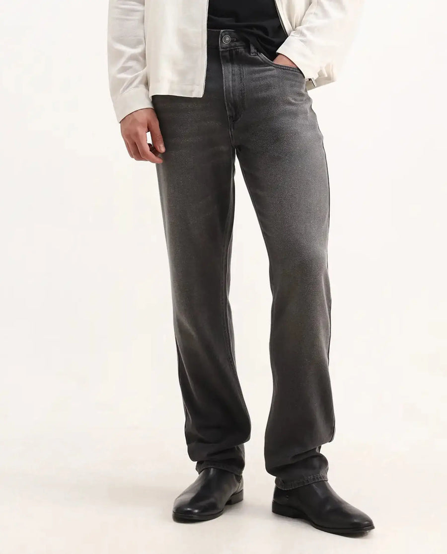 Rare Rabbit Men's Enim Grey Cotton Blend Fabric Morris Regular Fit Plain Jeans