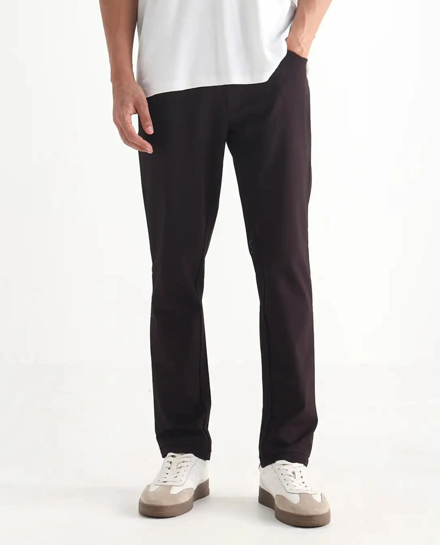 Rare Rabbit Men's Fastro Dark Maroon Cotton Plain Regular Fit Trouser