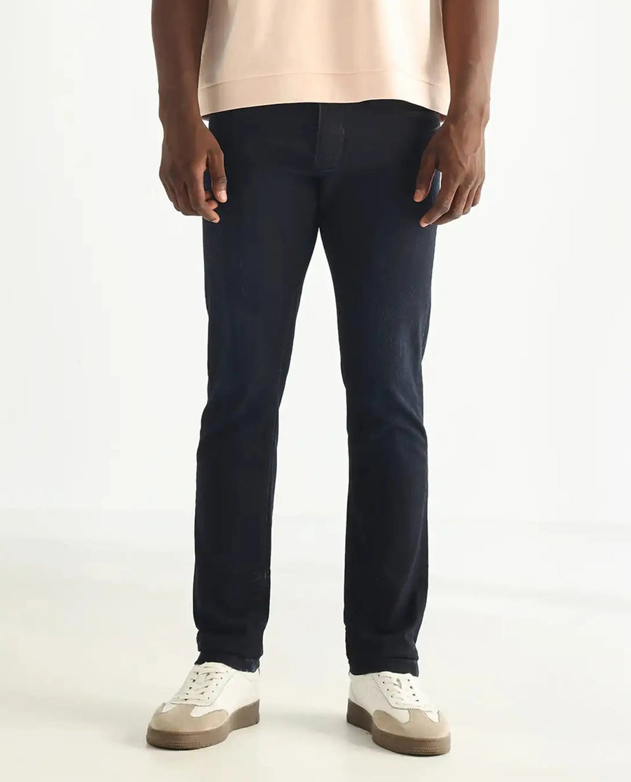 Rare Rabbit Men's Holand Navy Cotton Plain Hawk Slim Fit Jeans