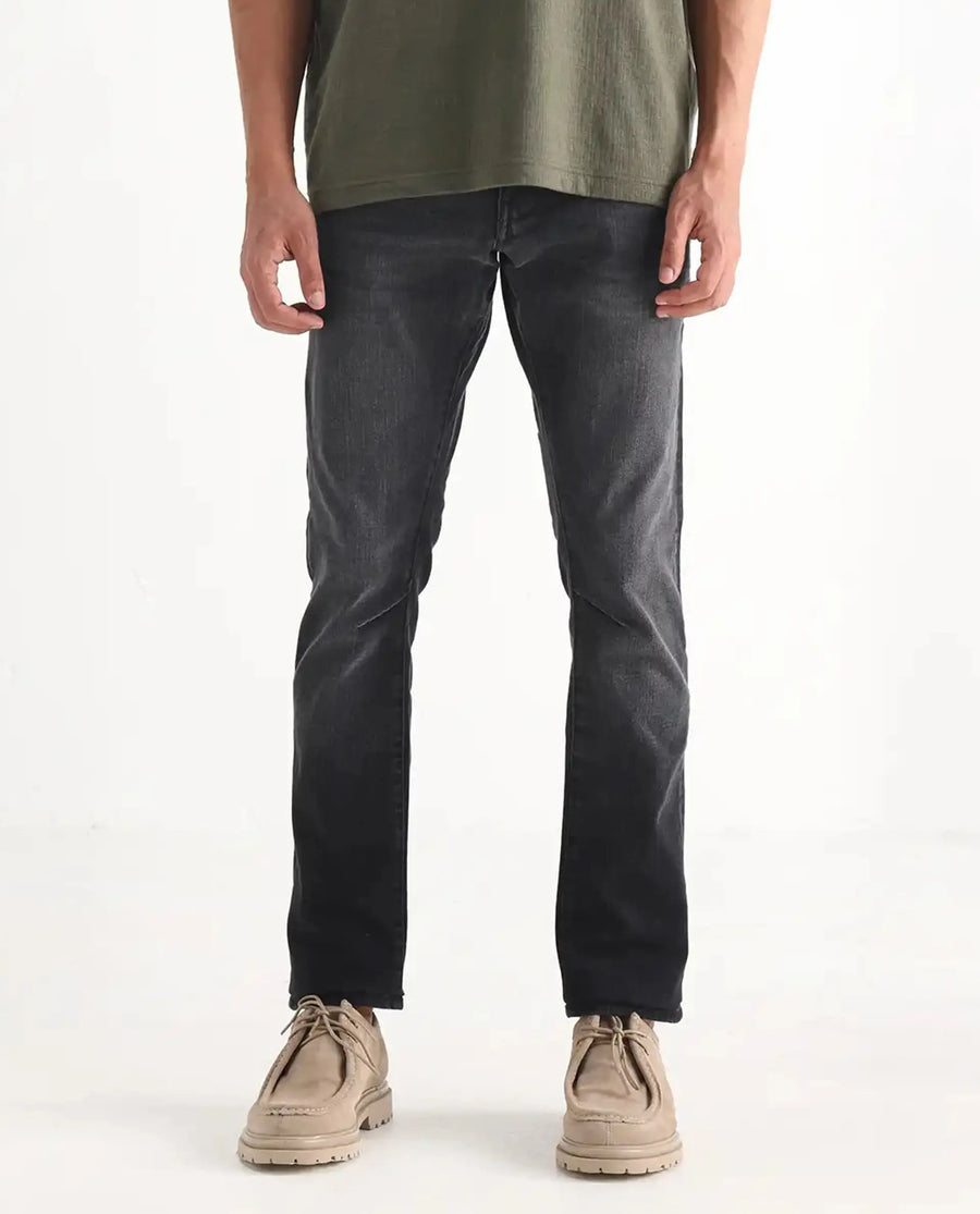 Rare Rabbit Men's Ian Grey Cotton Blend Plain Hawk Slim Fit Jeans