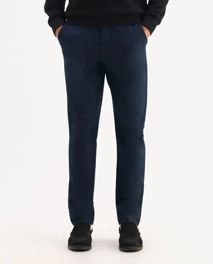Rare Rabbit Men's Ital Navy Polyester Blend Plain Regular Fit Trouser