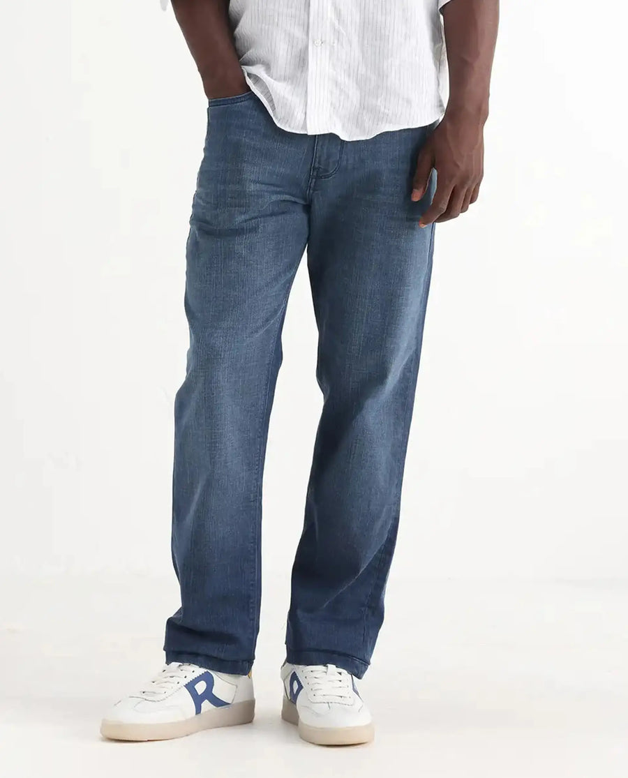 Rare Rabbit Men's Jett Light Blue Cotton Blend Plain Morris Regular Fit Jeans