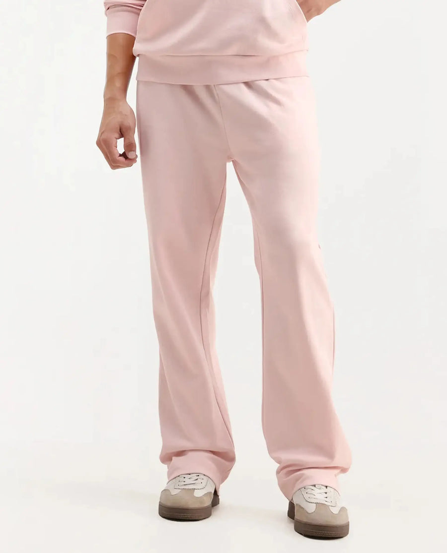 Rare Rabbit Men's Junolt-B Pastel Pink Cotton Blend Embroidered Regular Fit Track Pant