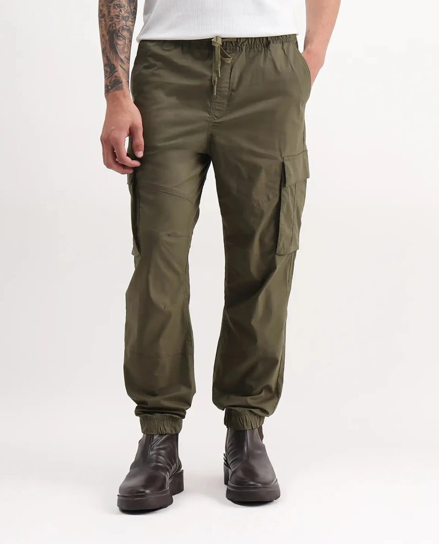 Rare Rabbit Men's Korb Light Olive Cotton Blend Plain Relaxed Fit Trouser